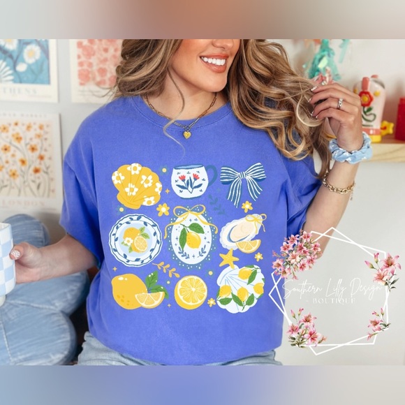 Comfort Colors Tops - Lemon Cottagecore Comfort Colors Graphic Tee – Cute Summer Shirt for Women